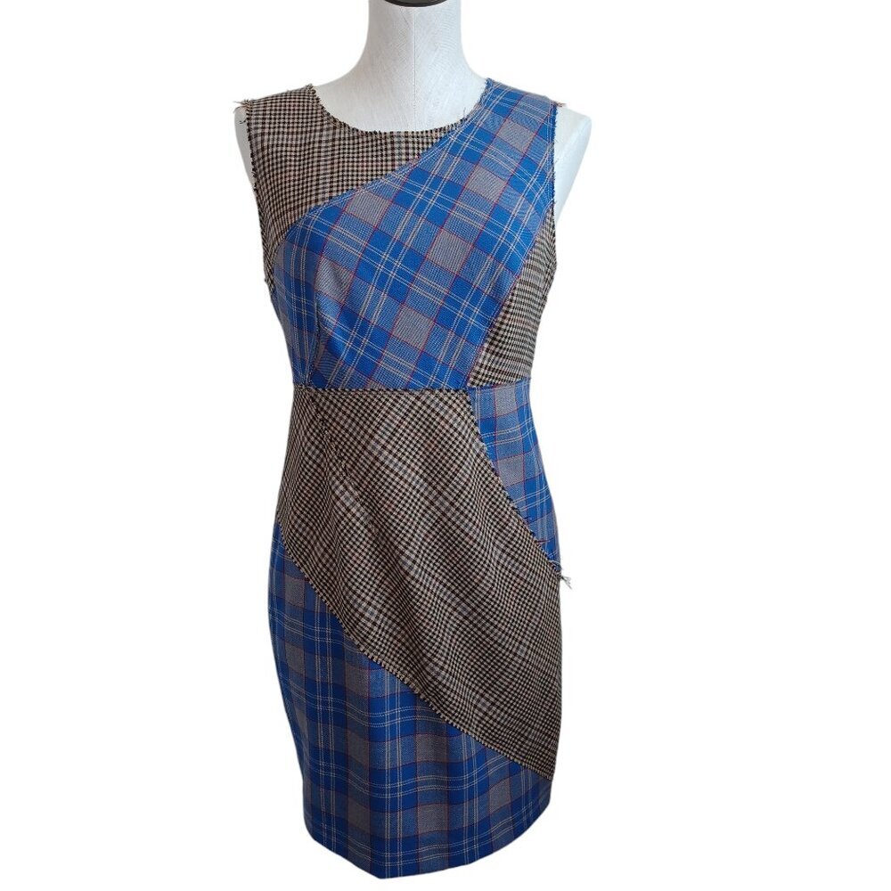 Tracy Reese‎ Dress Plaid Patchwork Sleeveless Sheath Womens 8 Petite
